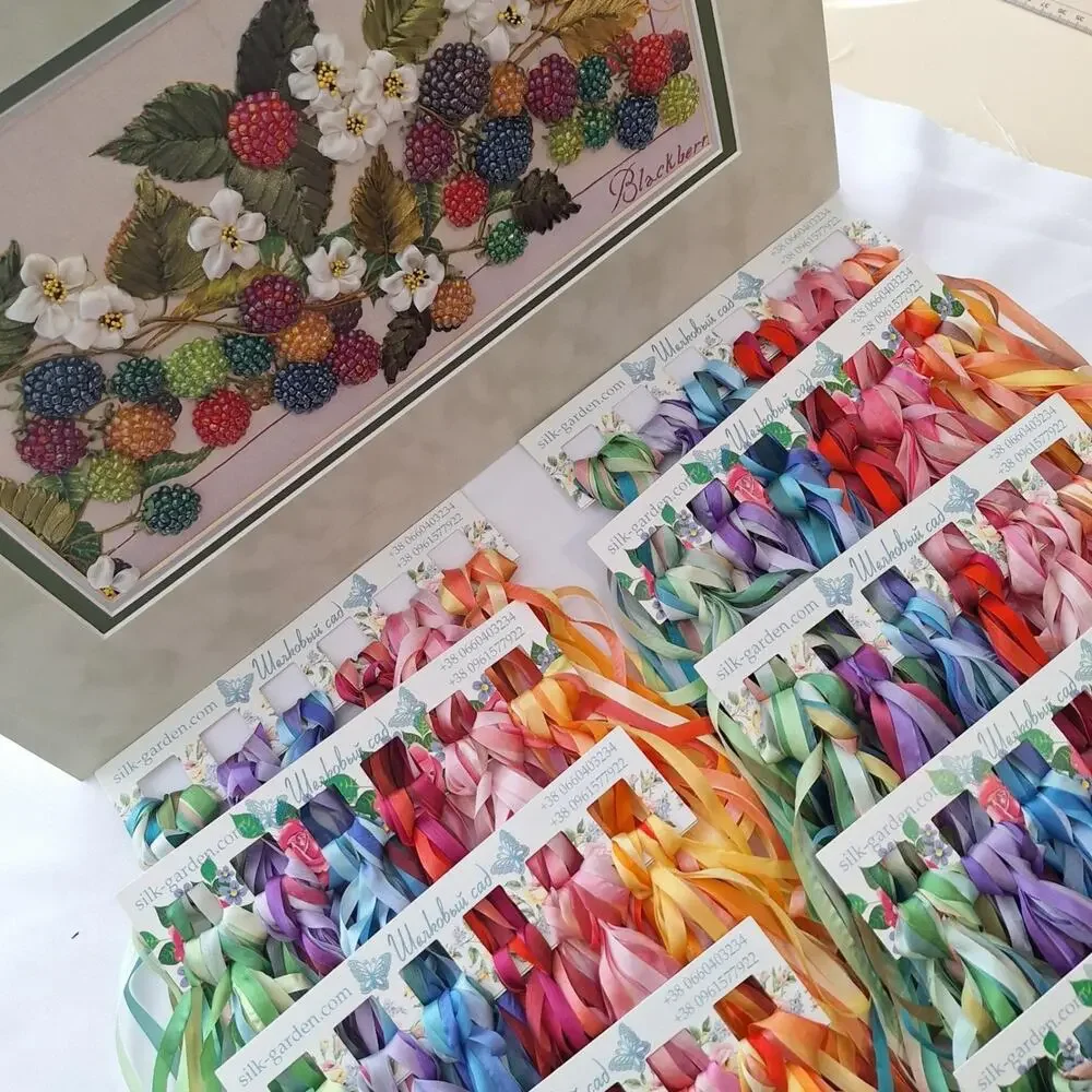7mm set 37 meters Variegated Silk ribbon,Ribbon embroidery, Hand embroidery